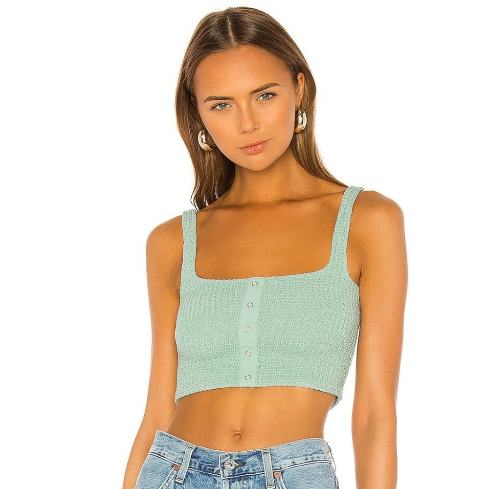 Capulet Millie Smocked Crop Top in Seafoam